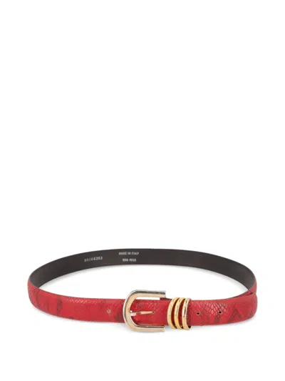 Pre-owned Vintage Python Belt In Red