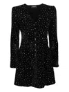 Vintage Rhinestone-embellished Velvet Dress In Black