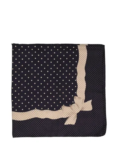 Pre-owned Vintage Ribbon-print Polka Dot Scarf