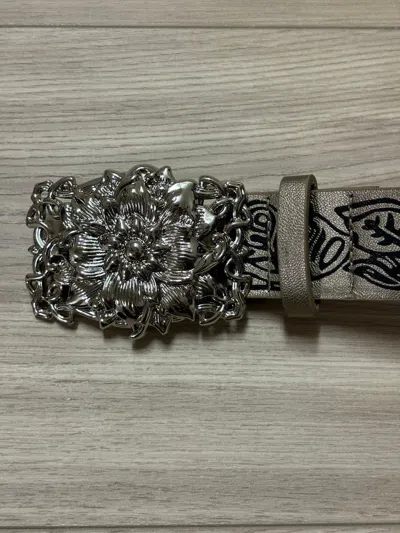 Pre-owned Vintage Rose Buckle Belt In Silver