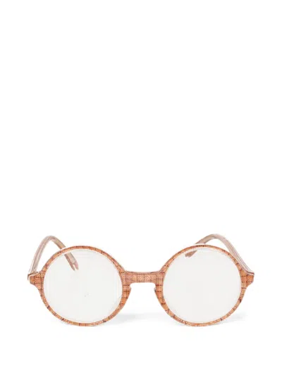 Pre-owned Vintage Round-frame Glasses In Brown