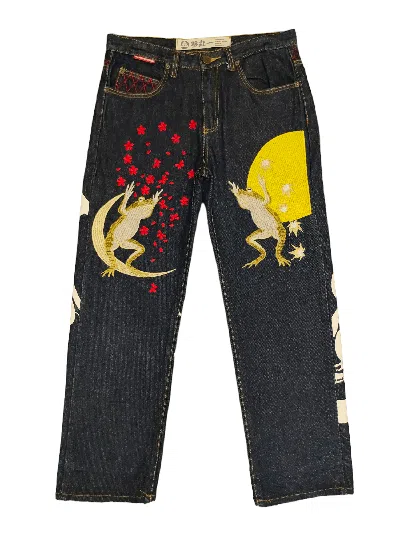 Pre-owned Vintage Sanmaruichi 1st Edition Embroidered Frog Jeans Karakuri In Multicolor