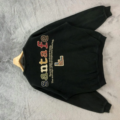 Pre-owned Vintage Santa Fe Colorful Embroidery Big Logo Sweatshirts 6761-85 In Black