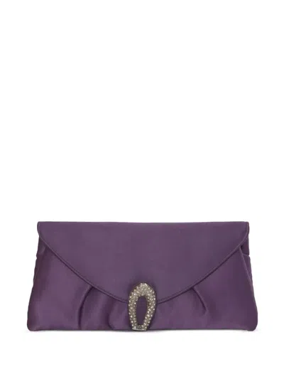 Pre-owned Vintage Satin Clutch Bag In Purple