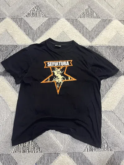 Pre-owned Vintage Sepultura Band T-shirt Black Tee Metal Rock Size L