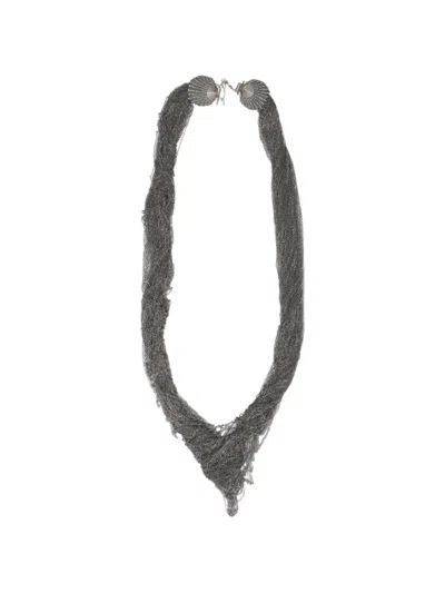 Pre-owned Vintage Shell-detail Necklace In Silver