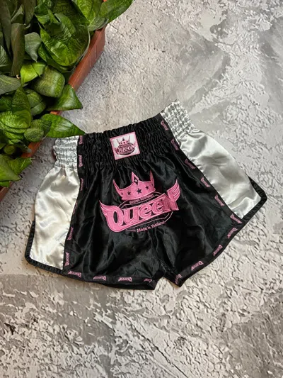 Pre-owned Vintage Shorts Muay Thai Boxing Rock Queen Thailand In Black/pink