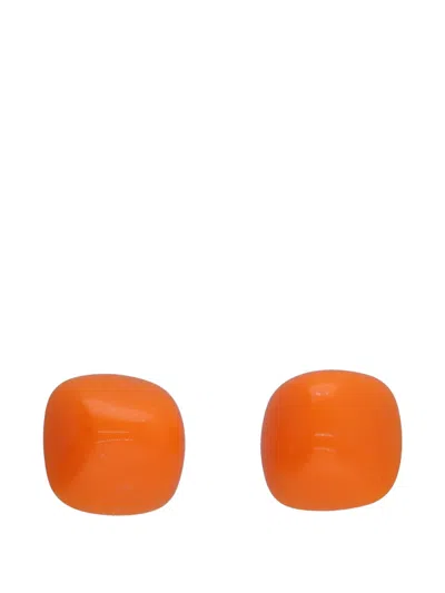 Pre-owned Vintage Square Clip-on Earrings In Orange
