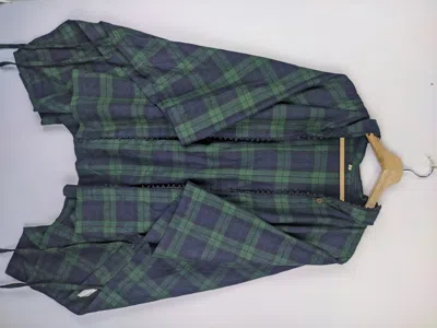 Pre-owned Vintage Steals Poncho Checkered Hooded In Black Green