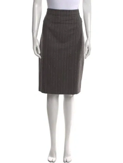 Pre-owned Vintage Striped Knee-length Skirt In Gray