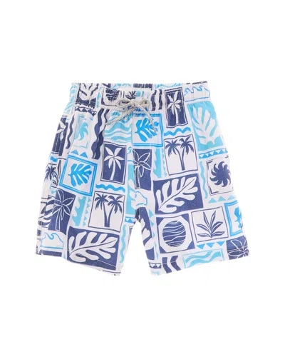 Vintage Summer Kids' 4 Way Stretch Volley Swim Short In Blue