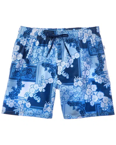 Vintage Summer 4-way Stretch Volley Swim Trunk In Blue