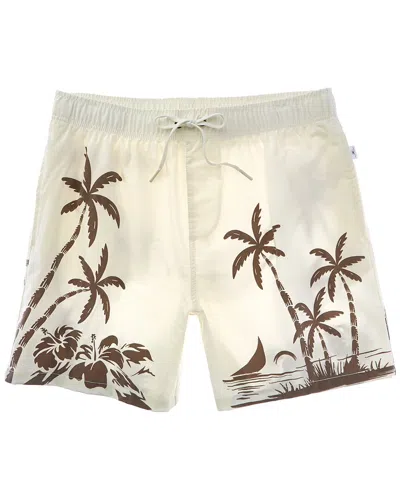 Vintage Summer 4-way Stretch Volley Swim Trunk In White