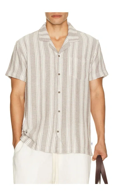 Vintage Summer Basket Weave Camp Shirt In Neutral
