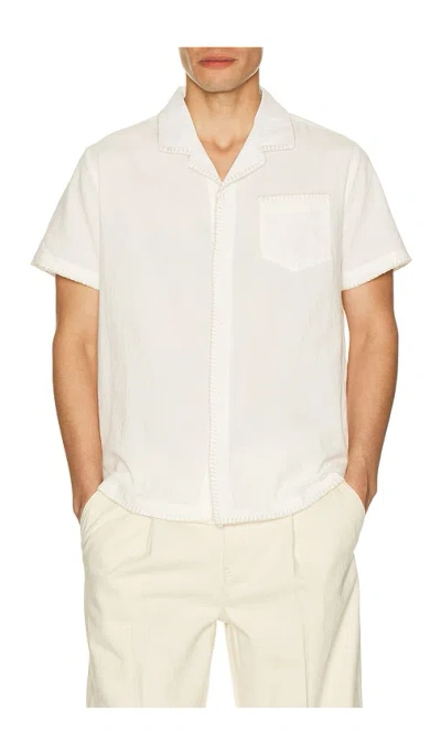 Vintage Summer Embroidered Camp Shirt In White