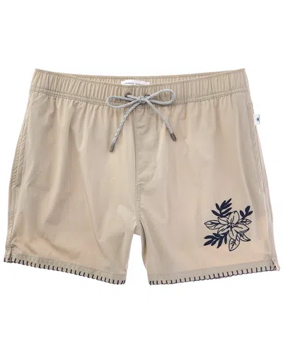 Vintage Summer Embroidered Swim Short In Brown
