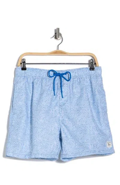 Vintage Summer Endless Print Volley Swim Trunks In Blue