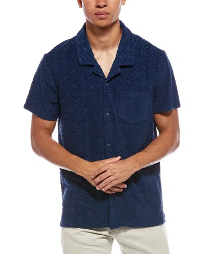 Vintage Summer Jacquard Towel Terry Shirt In Blue