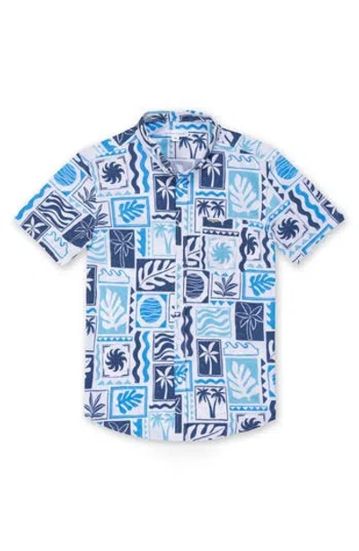 Vintage Summer Kids' Coastal Button Down Shirt In Blue