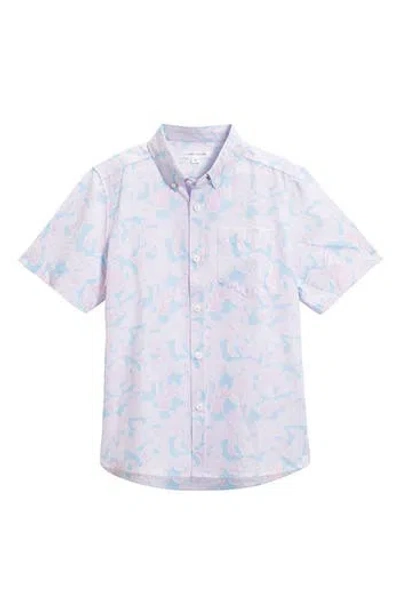 Vintage Summer Kids' Flamingo Button-down Shirt In Blue