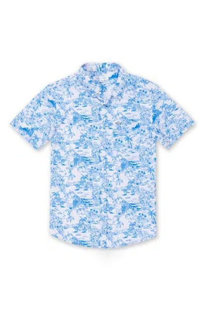 Vintage Summer Kids' Floral Button Down Shirt In Blue