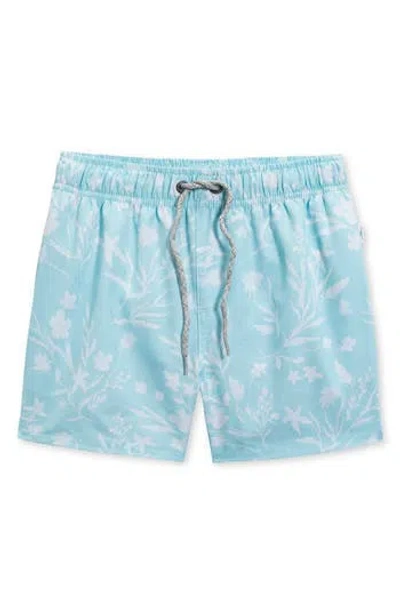 Vintage Summer Kids' Floral Four-way Stretch Volley Swim Trunks In Blue