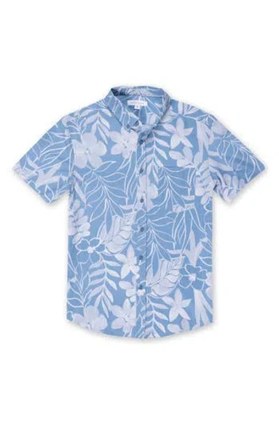 Vintage Summer Kids' Floral Stretch Button-down Shirt In Blue