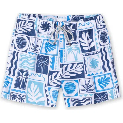 Vintage Summer Kids' Little Boy's & Boy's Printed Drawstring Shorts In Navy