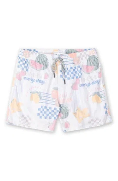 Vintage Summer Kids' Print Swim Shorts In White