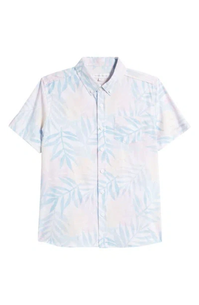 Vintage Summer Kids' Short Sleeve Stretch Button-down Shirt In Blue Multi