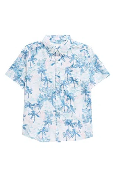 Vintage Summer Kids' Short Sleeve Stretch Button-down Shirt In Blue