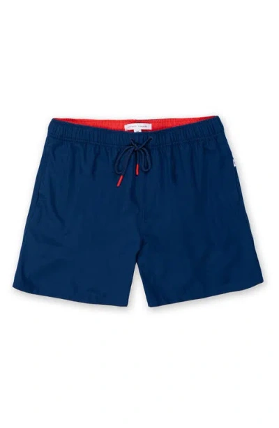 Vintage Summer Kids' Solid Water Repellent Swim Trunks In Navy