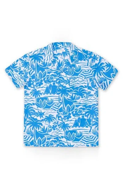 Vintage Summer Kids' Tropical Camp Shirt In Blue