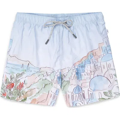 Vintage Summer Kids' Volley Swim Trunks In Blue