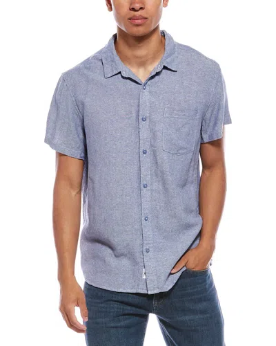 Vintage Summer Linen-blend Shirt In Blue