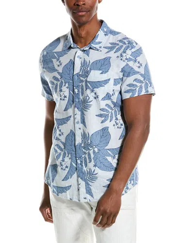 Vintage Summer Linen-blend Shirt In Blue