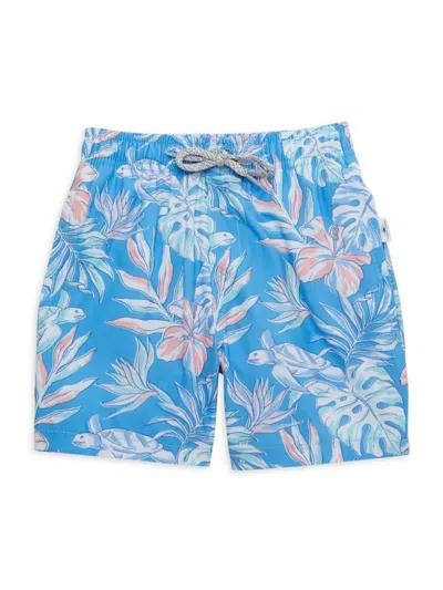Vintage Summer Kids' Little Boy's & Boy's Palm Swim Shorts In Blue Multicolor