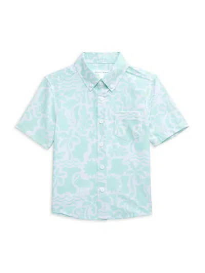 Vintage Summer Kids' Little Boy's & Boy's Tropical Print Shirt In Mint