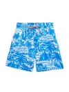 Vintage Summer Little Boy's & Boy's Tropical Print Shorts In Blue