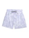 Shop Vintage Summer Little Boy's & Boy's Floral Drawstring Swim Shorts In Violet