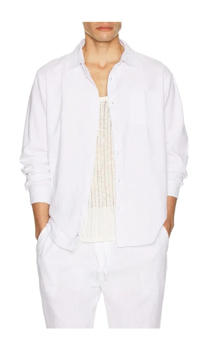 Vintage Summer Long Sleeve Linen Button Down Shirt In White