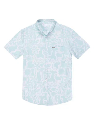 Vintage Summer Men's 4-way Stretch Printed Shirt In Blue