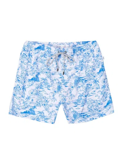 Vintage Summer Men's 4-way Stretch Volley Swim Shorts In Blue