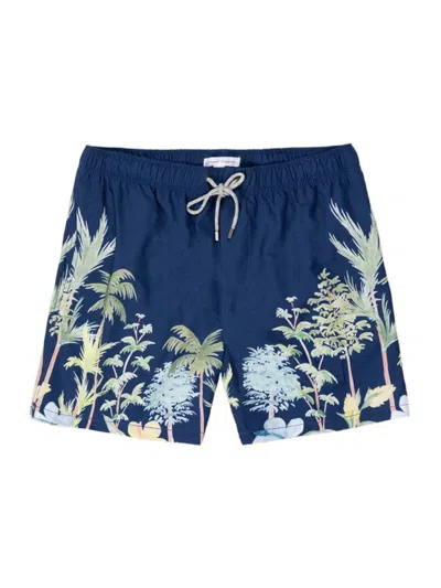 Vintage Summer Men's 4-way Stretch Volley Swim Shorts In Blue