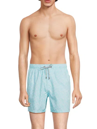 Vintage Summer Men's Ditsy Print Swim Shorts In Mint