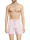 Vintage Summer Men's Flamingo Print Drawstring Swim Shorts In Pink