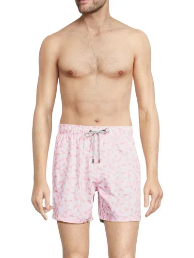 Vintage Summer Men's Flamingo Print Drawstring Swim Shorts In Pink