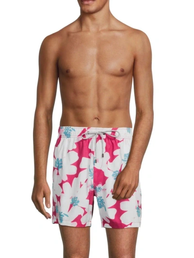 Vintage Summer Men's Floral Drawstring Swim Shorts In Pink