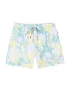 Vintage Summer Men's Floral Print 4-way Stretch Volley Swim Shorts In Green