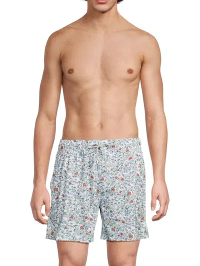 Vintage Summer Men's Floral Print Swim Shorts In Neutral